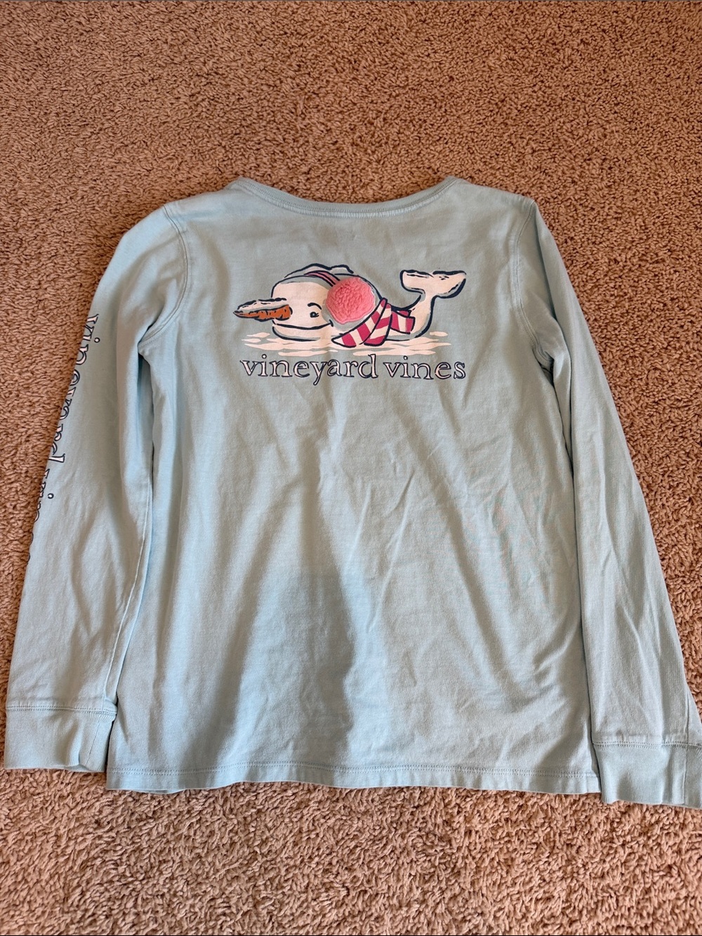 Vineyard Vines Light Blue Long-Sleeve Whale Graphic Tee